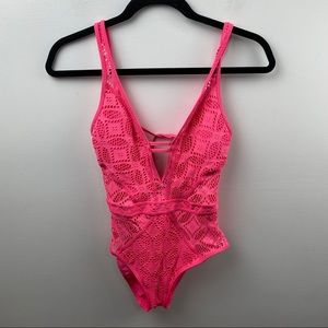 Becca One Piece Crochet Cut Out Bathing Suit